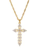 Elegant Streetwear Cross Stainless Steel Copper 18k Gold Plated Zircon Pendant Necklace In Bulk main image 2