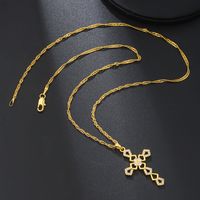 Elegant Streetwear Cross Stainless Steel Copper 18k Gold Plated Zircon Pendant Necklace In Bulk main image 8