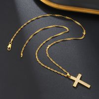 Elegant Streetwear Cross Stainless Steel Copper 18k Gold Plated Zircon Pendant Necklace In Bulk main image 3