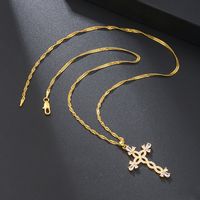 Elegant Streetwear Cross Stainless Steel Copper 18k Gold Plated Zircon Pendant Necklace In Bulk main image 5