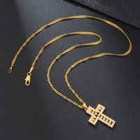 Elegant Streetwear Cross Stainless Steel Copper 18k Gold Plated Zircon Pendant Necklace In Bulk main image 4
