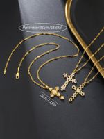 Elegant Streetwear Cross Stainless Steel Copper 18k Gold Plated Zircon Pendant Necklace In Bulk main image 10