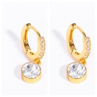 1 Pair Simple Style Round Plating Inlay Copper Zircon 18k Gold Plated Drop Earrings sku image 1