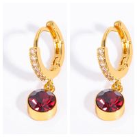 1 Pair Simple Style Round Plating Inlay Copper Zircon 18k Gold Plated Drop Earrings sku image 3