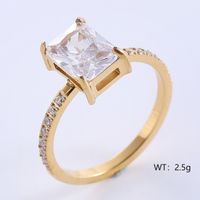 Classic Style Solid Color Stainless Steel Plating Inlay Zircon 24k Gold Plated Rose Gold Plated Rings main image 2