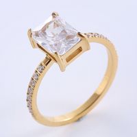 Classic Style Solid Color Stainless Steel Plating Inlay Zircon 24k Gold Plated Rose Gold Plated Rings sku image 6