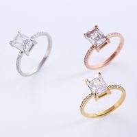 Classic Style Solid Color Stainless Steel Plating Inlay Zircon 24k Gold Plated Rose Gold Plated Rings main image 3