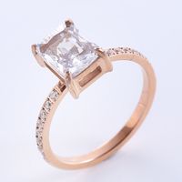 Classic Style Solid Color Stainless Steel Plating Inlay Zircon 24k Gold Plated Rose Gold Plated Rings main image 4