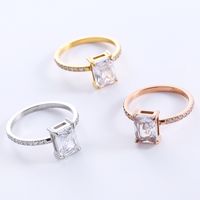 Classic Style Solid Color Stainless Steel Plating Inlay Zircon 24k Gold Plated Rose Gold Plated Rings main image 1