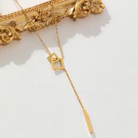 Wholesale Elegant Classic Style Solid Color Titanium Steel Chain Pendant Necklace sku image 1