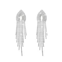 1 Pair Elegant Shiny Geometric Inlay Alloy Rhinestones Silver Plated Drop Earrings main image 5