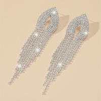 1 Pair Elegant Shiny Geometric Inlay Alloy Rhinestones Silver Plated Drop Earrings main image 3