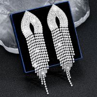 1 Pair Elegant Shiny Geometric Inlay Alloy Rhinestones Silver Plated Drop Earrings main image 1