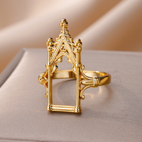 Vintage Style Castle Copper Plating 18k Gold Plated Rings main image 5