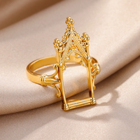 Vintage Style Castle Copper Plating 18k Gold Plated Rings main image 6