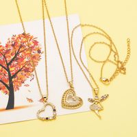 Elegant Simple Style Heart Shape Copper Plating Inlay Zircon 18k Gold Plated Pendant Necklace main image 6