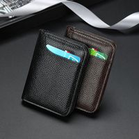 Unisex Solid Color Pu Leather Open Card Holder main image 1