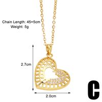 Elegant Simple Style Heart Shape Copper Plating Inlay Zircon 18k Gold Plated Pendant Necklace sku image 3