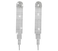 1 Pair Glam Lady Shiny Solid Color Inlay Alloy Rhinestones Silver Plated Drop Earrings main image 3