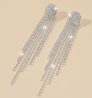 1 Pair Glam Lady Shiny Solid Color Inlay Alloy Rhinestones Silver Plated Drop Earrings main image 4