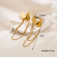 1 Pair Elegant Luxurious Irregular Round Solid Color Plating Chain Inlay Stainless Steel Artificial Pearls 18k Gold Plated Drop Earrings sku image 1