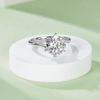 Elegant Classic Style Round Sterling Silver Plating Inlay Moissanite White Gold Plated Rings main image 2