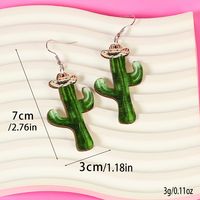 1 Pair Cartoon Style Funny Cowboy Style Cactus Boots Wood Drop Earrings main image 8