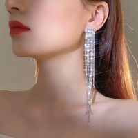 1 Pair Elegant Shiny Solid Color Inlay Alloy Rhinestones Drop Earrings sku image 1