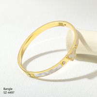 Casual Classic Style Butterfly 304 Stainless Steel 18K Gold Plated Resin Rhinestones Shell Bangle In Bulk main image 6