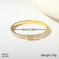 Casual Classic Style Butterfly 304 Stainless Steel 18K Gold Plated Resin Rhinestones Shell Bangle In Bulk main image 7