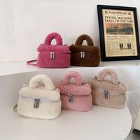 Women's All Seasons Plush Solid Color Cute Square Zipper Handbag main image 1