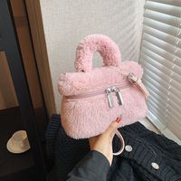 Women's All Seasons Plush Solid Color Cute Square Zipper Handbag main image 4