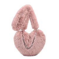 Women's Plush Solid Color Cute Heart-shaped Zipper Shoulder Bag Crossbody Bag sku image 3