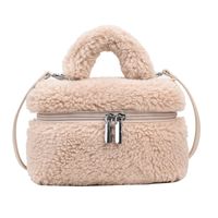 Women's All Seasons Plush Solid Color Cute Square Zipper Handbag sku image 1