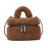 Women's All Seasons Plush Solid Color Cute Square Zipper Handbag sku image 2