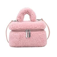 Women's All Seasons Plush Solid Color Cute Square Zipper Handbag sku image 4