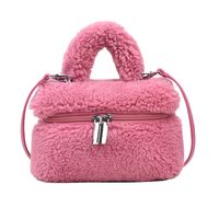Women's All Seasons Plush Solid Color Cute Square Zipper Handbag sku image 5
