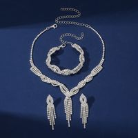 Elegant Romantic Solid Color Alloy Plating Inlay Rhinestones Silver Plated Unisex Jewelry Set sku image 1