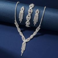 Elegant Romantic Solid Color Alloy Plating Inlay Rhinestones Silver Plated Unisex Jewelry Set main image 4