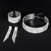 Wedding Shiny Geometric Alloy Rhinestone Inlay Rhinestones Silver Plated Women's Bracelets Earrings Necklace main image 3