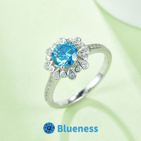 Elegant Classic Style Round Sterling Silver Plating Inlay Moissanite White Gold Plated Rings main image 3