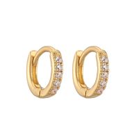 1 Pair Casual Simple Style Classic Style Round Plating Inlay Copper Zircon 18k Gold Plated Hoop Earrings main image 10