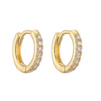 1 Pair Casual Simple Style Classic Style Round Plating Inlay Copper Zircon 18k Gold Plated Hoop Earrings main image 9