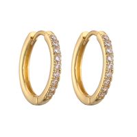 1 Pair Casual Simple Style Classic Style Round Plating Inlay Copper Zircon 18k Gold Plated Hoop Earrings main image 7