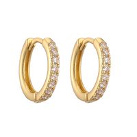 1 Pair Casual Simple Style Classic Style Round Plating Inlay Copper Zircon 18k Gold Plated Hoop Earrings main image 8