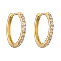 1 Pair Casual Simple Style Classic Style Round Plating Inlay Copper Zircon 18k Gold Plated Hoop Earrings main image 6