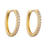 1 Paire Décontractée Style Simple Style Classique Rond Placage Incruster Le Cuivre Zircon Plaqué Or 18k Boucles D'oreilles Cerceau main image 6