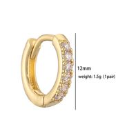 1 Pair Casual Simple Style Classic Style Round Plating Inlay Copper Zircon 18k Gold Plated Hoop Earrings main image 4