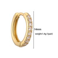 1 Pair Casual Simple Style Classic Style Round Plating Inlay Copper Zircon 18k Gold Plated Hoop Earrings main image 3