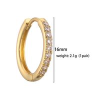 1 Pair Casual Simple Style Classic Style Round Plating Inlay Copper Zircon 18k Gold Plated Hoop Earrings main image 2